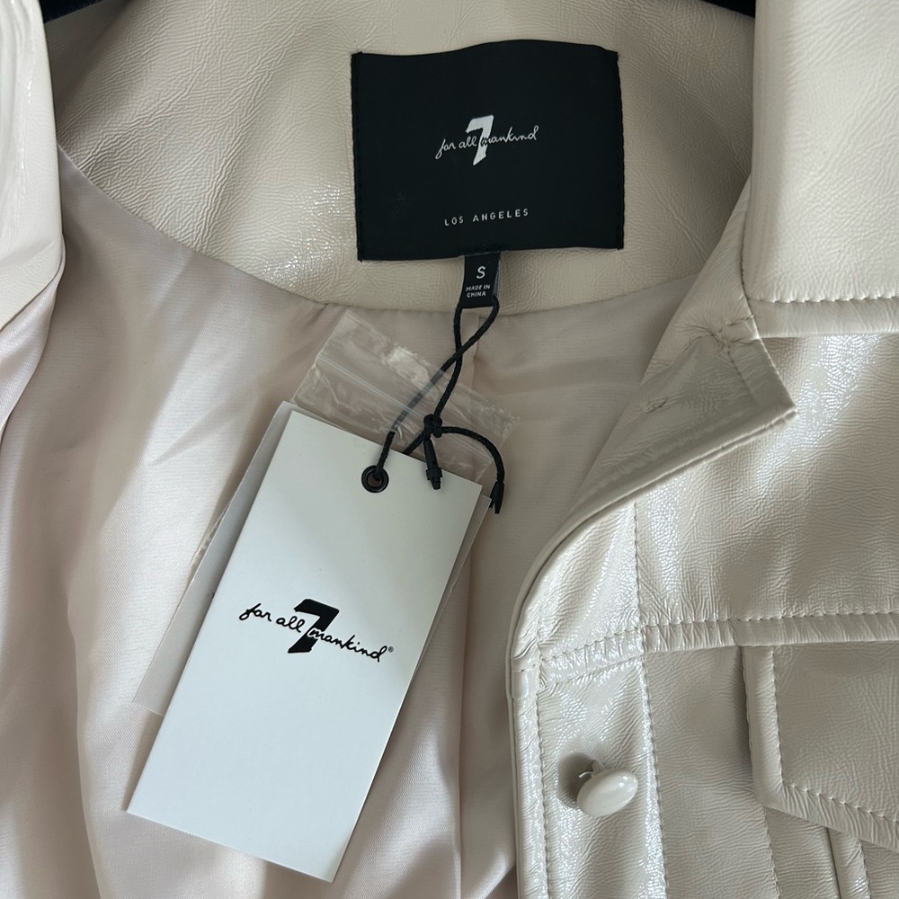 7 For All Mankind Cream Faux Leather Jacket - S - NWT - Picture 2 of 4